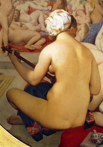 Le Bain turc, détail du musicien, 1863 (détail)